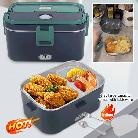 🍱 PROMO FLASH : 50% DE RÉDUCTION ! Boîte à Déjeuner Chauffante Électrique 1,8L – Acier Inoxydable & Poignée Renforcée, Câbles Domestique et Voiture Inclus for des Repas Chauds Partout ✨♨️