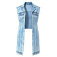 ✨ 50% DE RÉDUCTION – PLUS DE 44 000 VENDUS ! 🧵 Robe Gilet Jean Sans Manches Fente Haute – Denim Coton Premium – Ourlet Irrégulier & Patchwork for Look Urbain