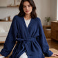 🧥 50% DE RÉDUCTION ! 🌸 Manteau d’Intérieur Col en V Femme – Tissu Mélangé – Ceinture & Manches Larges for Maison & Sortie
