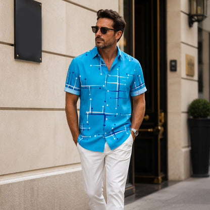☀️ 50% DE RÉDUCTION ! 👔 Chemise Homme Imprimé Géométrique – Mélange – Coupe Ample & Douceur Été for Vacances