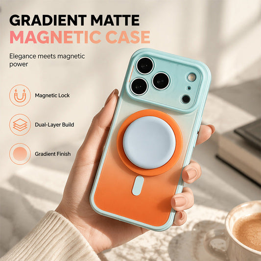 📢 50% DE RÉDUCTION ! 📱 Coque Magnétique Gradient – Acrylique – Support Intégré & Charge Sans Fil for iPhone
