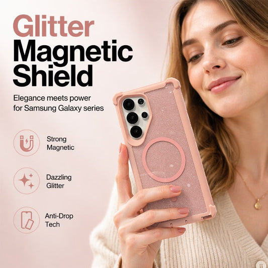 ✨ 50% DE RÉDUCTION ! 📱 Coque Magnétique Pailletée Samsung – TPU – Slim & Protection Surélevée for S24/S25/S26
