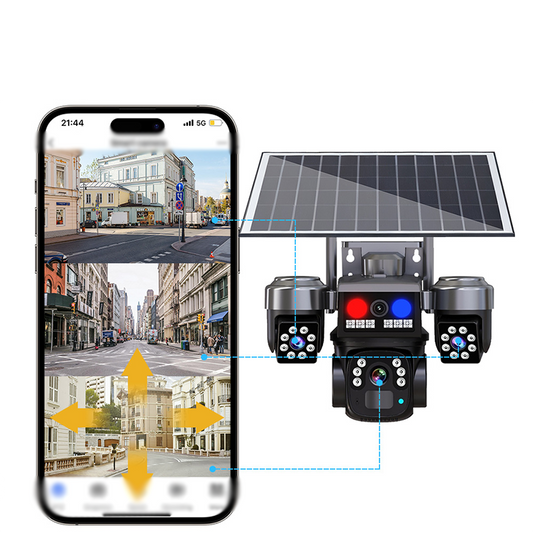 📹 50% DE RÉDUCTION ! ☀️ Caméra Sécurité Solaire Sans Fil – ABS & IP66 – Triple Objectif 9MP & Vision Nocturne Couleur for Maison & Jardin