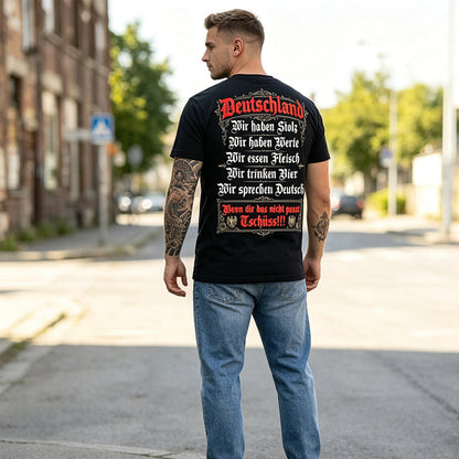 🎉 -50% ! 💞 T-Shirt Homme Manches Courtes Col Rond – Polyester Premium – Imprimé Patrimoine Allemand & Coutures Doubles pour Look Décontracté et Fierté Culturelle 🇩🇪