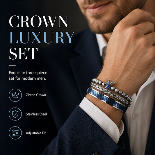 👑 PROMO FLASH : 50% DE RÉDUCTION ! Coffret 3 Bracelets Homme Design Couronne – Acier Inoxydable & Zircon AAA, Revêtement PVD & Réglable 17–21 cm for un Look Luxueux et Urbain 💎✨