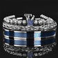 👑 50% DE RÉDUCTION ! 💎 Coffret 3 Bracelets Homme Design Couronne – Acier Inoxydable & Zircon AAA – PVD & Réglable 17–21 cm for Look Luxueux