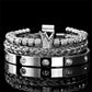 👑 50% DE RÉDUCTION ! 💎 Coffret 3 Bracelets Homme Design Couronne – Acier Inoxydable & Zircon AAA – PVD & Réglable 17–21 cm for Look Luxueux