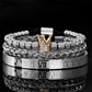 👑 50% DE RÉDUCTION ! 💎 Coffret 3 Bracelets Homme Design Couronne – Acier Inoxydable & Zircon AAA – PVD & Réglable 17–21 cm for Look Luxueux