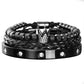 👑 50% DE RÉDUCTION ! 💎 Coffret 3 Bracelets Homme Design Couronne – Acier Inoxydable & Zircon AAA – PVD & Réglable 17–21 cm for Look Luxueux
