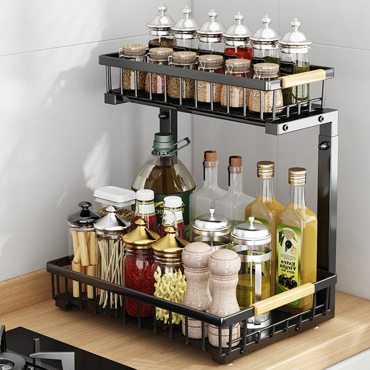 🏠 PROMO FLASH : 50% DE RÉDUCTION ! Étagère Coulissante 2 Niveaux Réglable – Acier Carbone Robuste & Paniers Extractibles for un Rangement Malin qui Double Votre Espace ✨📦