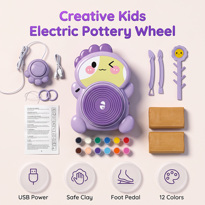 🎨 PROMO FLASH : 50% DE RÉDUCTION ! Tour de Potier Électrique pour Enfants avec Pédale, Argile & Peintures – Initiation Créative à la Céramique for Développer la Motricité et l'Imagination des Petits Artistes ✨