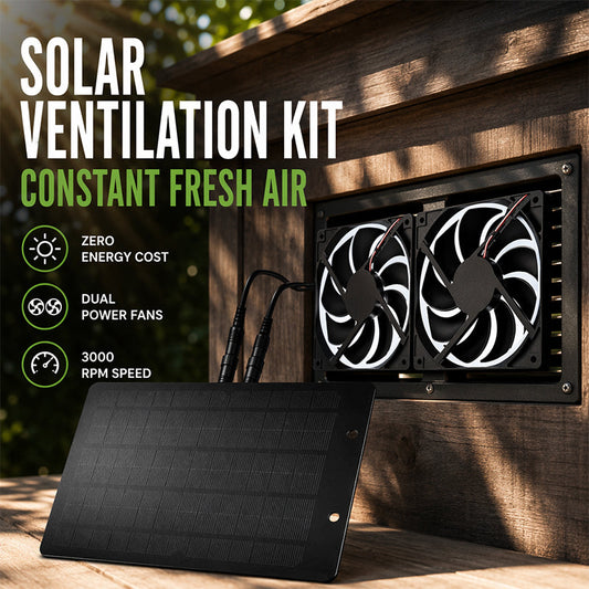 ☀️ 50% DE RÉDUCTION ! 🌀 Kit Ventilation Solaire 10W – 2 Ventilateurs 5″ – Silicium Polycristallin + ABS – 200 CFM & IP65 for Poulailler, Serre & Abri