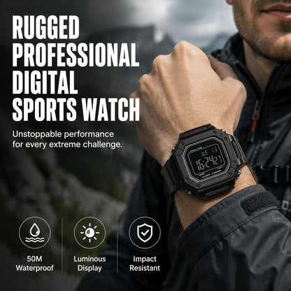 ⌚ 50% DE RÉDUCTION ! 💧 Montre Digitale Imperméable Homme LED – ABS + TPU – 50 M & Écran Lumineux HD for Sport & Plein Air