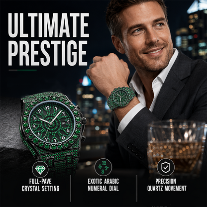 ✨ 50% DE RÉDUCTION ! ⌚ Montre Quartz Luxe Scintillante Homme – Alliage – Boîtier 48 mm & Strass – Imperméable & Anti-Rayures for Look Affirmé