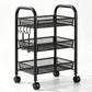 🛒 50% DE RÉDUCTION ! 🛞 Chariot de Rangement Multifonction à Roulettes 3/4 Niveaux – Acier Carbone – Grille Métallique & Rebord 7 cm for Cuisine & Maison