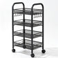 🛒 50% DE RÉDUCTION ! 🛞 Chariot de Rangement Multifonction à Roulettes 3/4 Niveaux – Acier Carbone – Grille Métallique & Rebord 7 cm for Cuisine & Maison