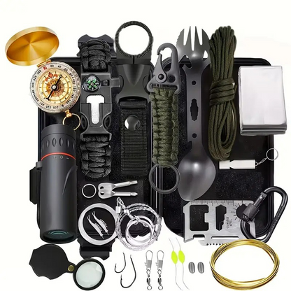 🆘 50% DE RÉDUCTION ! 🎒 Kit de Survie d’Urgence & Équipement – Boussole Laiton Phosphorescente & Couverture Thermique & Spork Multifonction for Plein Air & Aventure