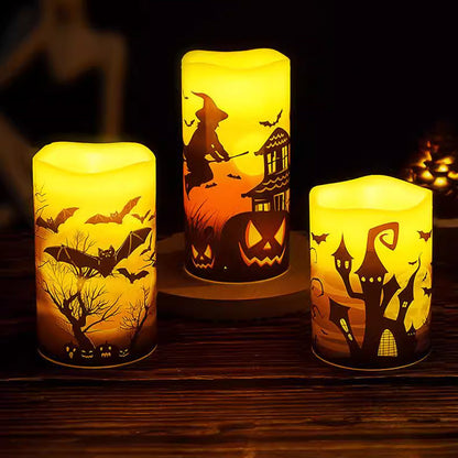 🕯️ 50% DE RÉDUCTION ! 🎃 Lot de 3 Bougies LED Sans Flamme Halloween – Paraffine – Scintillement Réaliste & Sans Risque for Déco Fête