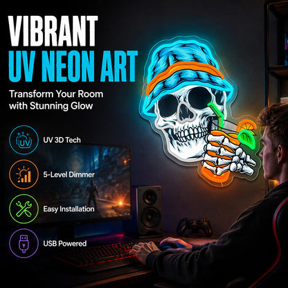 💀 50% DE RÉDUCTION ! 🌈 Enseigne Néon LED Tête de Mort – Acrylique + PS + Silicone – USB 5V & Gradateur 5 Niveaux for Chambre & Gaming