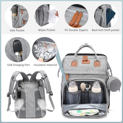 🎒 50% DE RÉDUCTION ! 👶 Sac à Langer Pliable avec Station de Change – Oxford + Polyester – 3 Modes de Port & Lit Intégré for Parents Nomades