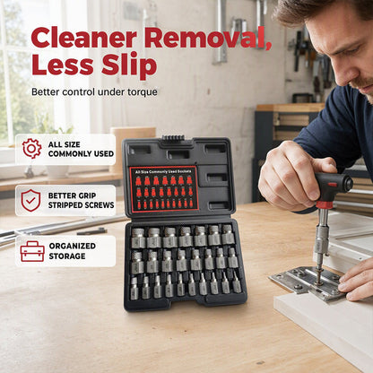 🔧 50% DE RÉDUCTION ! 🛠️ Kit Extracteurs Vis Endommagées avec Coffret – Acier Chrome-Vanadium – Cannelures Spirales Inverses & Double Compatibilité for Auto & Maison