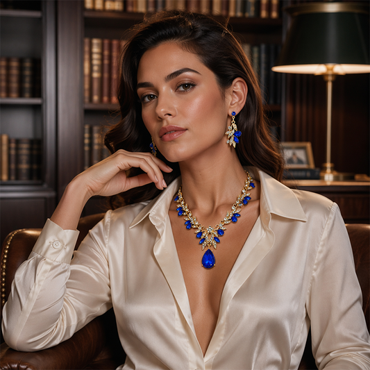 💎 50% DE RÉDUCTION ! ✨ Parure Collier & Boucles d’Oreilles Pendentif Goutte Scintillant – Alliage + Strass – 52 cm & 3,5 cm for Mariage & Soirée