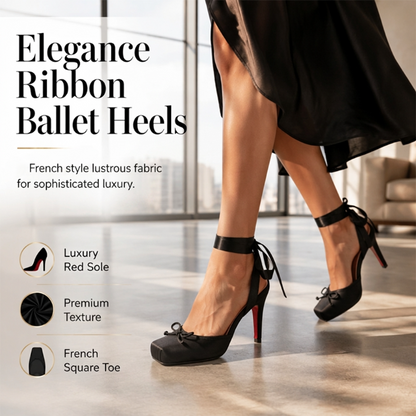👠 -50% ! 🎀 Escarpins à Talons Hauts Bout Carré à Lacets pour Femme – Talon 8,8 cm & Semelle Rouge – Style Ballet Moderne pour Mariage & Soirée 💃