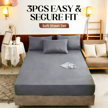 🛏️ -50% ! ✨ Parure de Draps Doux 3 Pièces Facile à Ajuster – Tissu Brossé – Enveloppement 360° & Jusqu’à 25 cm de Profondeur 🌙