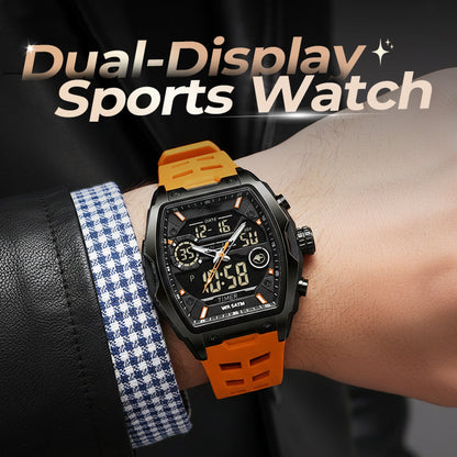 ⌚ -50% ! 🌙 Montre Sport Double Affichage Homme – ABS + Silicone – Analogique & Digital – Rétroéclairage LED – 5 ATM – Boîtier Tonneau 51 mm – 8 Coloris 🏃