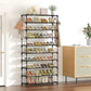 👟 -50% ! 🏠 Étagère à Chaussures Verticale 10 Niveaux – Fer + Tissu Non Tissé – Capacité 20 Paires & Crochets Latéraux pour Entrée et Placard ✨