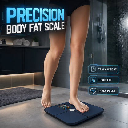 🏠 -50% ! 📊 Balance Impédancemètre Intelligente – Verre Trempé + ABS – Analyse Graisse Corporelle & Fréquence Cardiaque – Écran Couleur VA pour Suivi Santé Connecté 💪