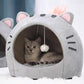 🐾 -50% ! 🏡 Lit-Tente 2-en-1 pour Animal – Tissu Doux – Design Dôme Convertible & Balle Suspendue Interactive pour Chat et Petit Chien 🛏️