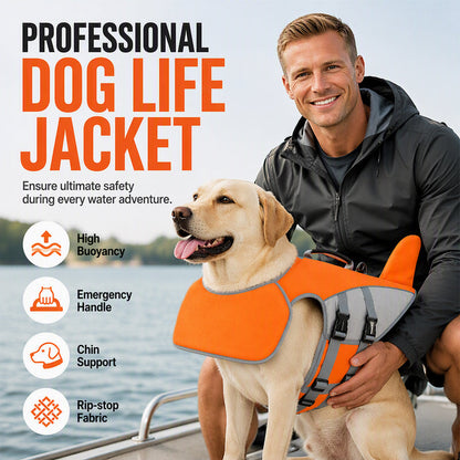 🐕 -50% ! 🌊 Gilet de Sauvetage pour Chien avec Flotteur Frontal Amovible – Tissu – Poignée Dorsale & Anneau en D pour Sécurité Aquatique 🐾