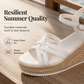 👡 -50% ! 🌴 Sandales Compensées Femme Tressées Bride Cheville Bout Ouvert – PU – Plateforme Stable & Jambes Allongées pour Look Boho Estival ☀️