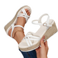 👡 -50% ! 🌴 Sandales Compensées Femme Tressées Bride Cheville Bout Ouvert – PU – Plateforme Stable & Jambes Allongées pour Look Boho Estival ☀️
