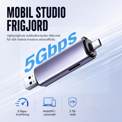 💾 -50% ! ⚡ Lecteur de Carte Mémoire Double Fente – Aluminium + ABS – USB 3.0 5 Gbps & Type-C pour Photographe et Drone 📸
