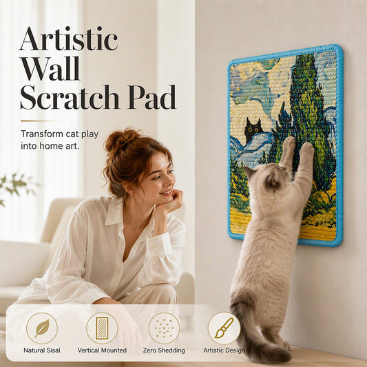 🎨 PROMO FLASH : 50% DE RÉDUCTION ! Griffoir Mural Artistique pour Chat en Sisal Naturel – Tableau Décoratif, Impression Haute Définition & Étiirement Vertical for une Décoration Élégante et des Meubles Protégés 🐱✨