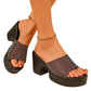 🌸 -50% MAINTENANT ! 🌸 Mules à Talons Compensés Tressés – Caoutchouc – Talon 9 cm & Texture Métallique Brillante pour Confort Élevé 👡