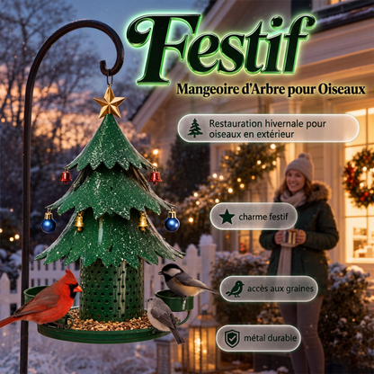 🌳🐦 -50% ! ✨ Distributeur à Graines pour Oiseaux en Forme d’Arbre Festif – Fer – Construction Métallique Résistant aux Intempéries pour Jardin et Balcon 🌿