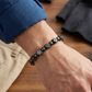 📿 -50% ! ✨ Bracelet Vintage en Pierre Synthétique Ronde – Pierre + Alliage – Ajustement Élastique & Style Unisexe pour Quotidien Chic 🎀