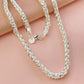 ✨ -50% ! 🥈 Collier Chaîne Tressée Épi de Blé Ton Argent – Alliage Plaqué Argent – Motif 3D Brillant & Fermoir Mousqueton pour Quotidien et Cadeau 🎁