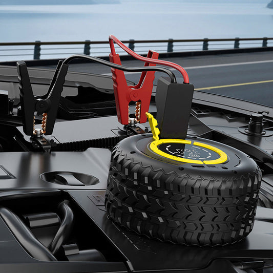 🚗 -50% ! 🔋 Démarreur de Voiture 2-en-1 & Gonfleur de Pneus – ABS + Cuivre – Batterie 8000 mAh & Arrêt Auto pour Urgence et Voyage ⚡