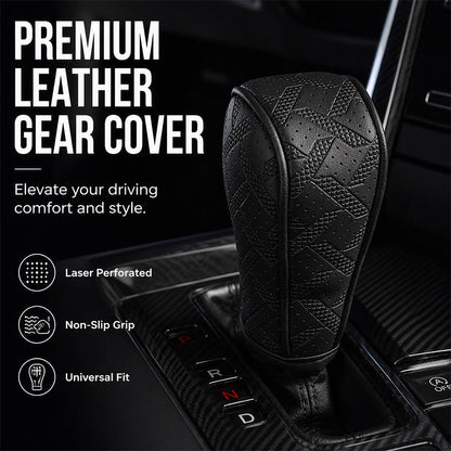 🚗 -50% ! 🧵 Cache Pommeau de Levier de Vitesse Respirant Universel – Cuir PU + Éponge – Perforation Laser & Protection Tri-Couche pour Intérieur Auto 🛡️