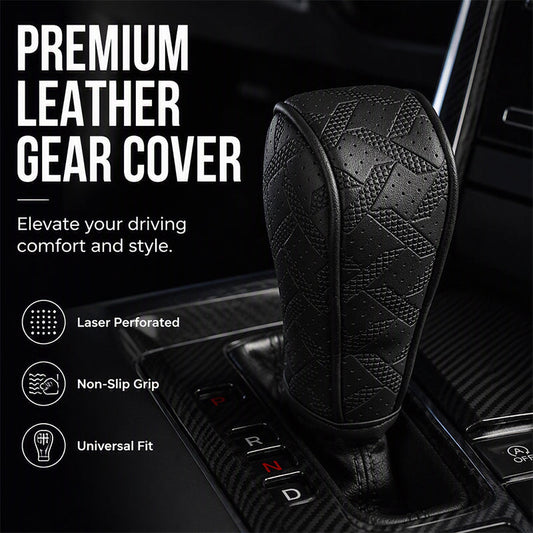 🚗 -50% ! 🧵 Cache Pommeau de Levier de Vitesse Respirant Universel – Cuir PU + Éponge – Perforation Laser & Protection Tri-Couche pour Intérieur Auto 🛡️