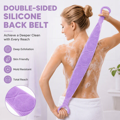 🧼 PROMO FLASH : 50% DE RÉDUCTION ! Lave-dos en Silicone Double Face – Texture Massante & Longue Portée for Un Nettoyage Complet du Dos ✅🛁