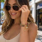 💎 -50% ! 💜 Bracelet Élégant en Tourmaline – Cristal – Double Tour & Pendentif Cadenas Micro-Pavé pour Quotidien Raffiné et Cadeau ✨