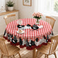 🏠 -50% ! 🐓 Nappe à Carreaux Rouges avec Motif Coq – Polyester – Anti-Taches & Bordure Dentelle Ondulée pour Ambiance Campagne Rustique 🧺