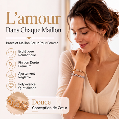 💎 -50% ! ❤️ Bracelet Cœur Élégant et Scintillant pour Femme – Alliage de Zinc + Strass – Design Romantique & Fini Galvanisé pour Quotidien et Cadeau ✨