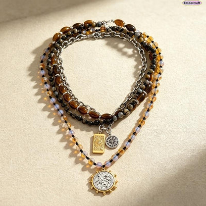 💎 -50% ! ✨ Collier de Perles Multicouche Rétro – Alliage + Résine – Design Superposé & Fermoir Réglable pour Look Sophistiqué au Quotidien 🎀