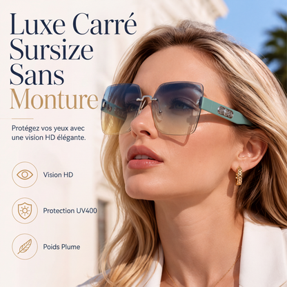 🕶️ -50% ! ✨ Lunettes de Soleil Carrées Sans Bord pour Femmes – Résine HD UV400 & Métal – Design Oversize avec Perles Décoratives pour Look Urbain Chic 💎
